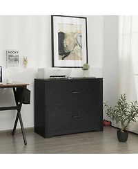 Sugift Two Drawer Lateral File Cabinet with Adjustable Hanging Bars