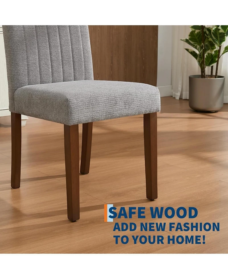 gaomon Set of 2 Modern Fabric Upholstered Dining Chairs with Sturdy Wood Legs, Rubber Frame, Vertical Stripes