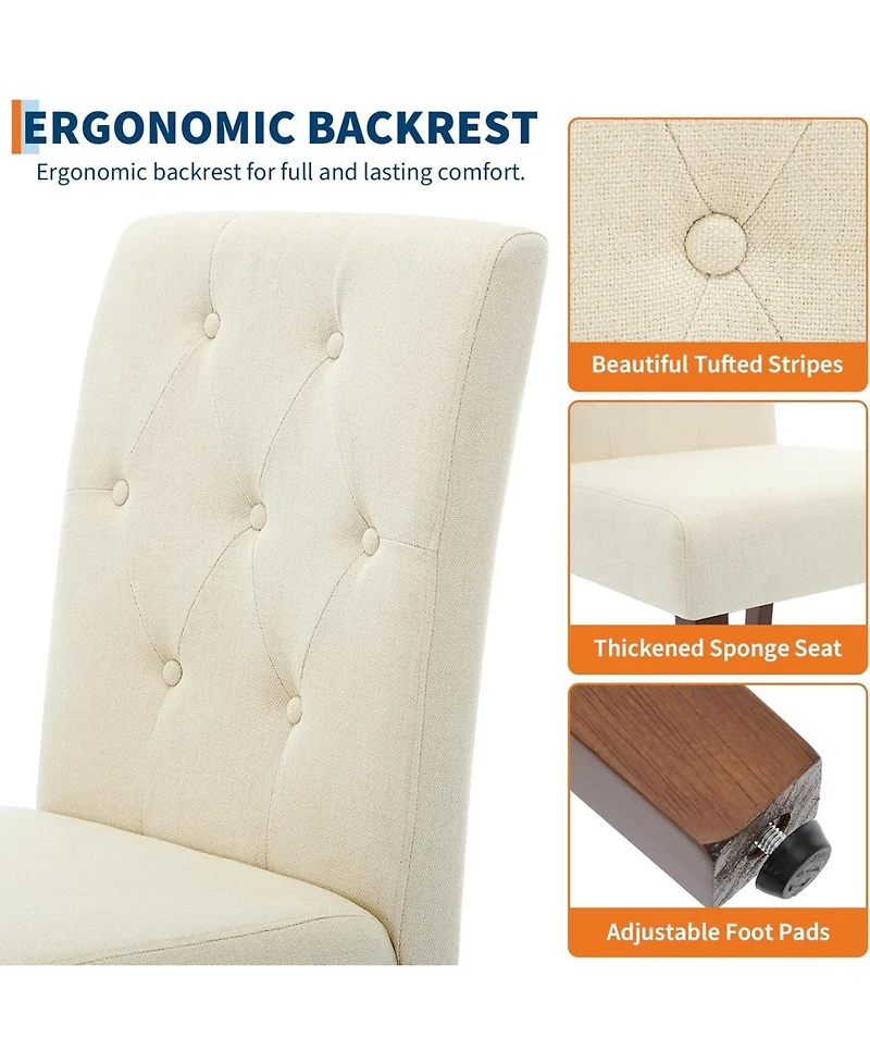 gaomon Set of 2 Tufted Parsons Upholstered Dining Chairs with Wood Legs