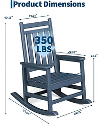 gaomon Hdpe Weather-Resistant Rocking Adirondack Chair, Heavy Duty 380 lb Capacity, Wood-Grain Finish for Patio and Lawn