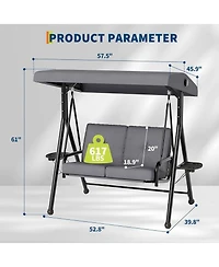 gaomon Adjustable 2-in-1 Outdoor Patio Swing Chair with Canopy, 2-Seat Porch Swing, Cup Holders, Thick Removable Cushions