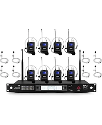 Pyle 8-Channel Wireless Microphone System with Lavalier and Headset Mics (PDWM8442)