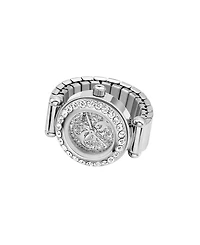 Guess Women's Glitz Silver-Tone Stainless Steel Analog Ring Watch