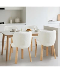 gaomon Set of 2 Heart-Back Teddy Vanity Chairs, Armless Small-Space Seating, 300 lb Capacity, Fits Under 24" Desks