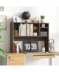 Sugift Computer Desktop Bookcase with 4 Cubbies and Open Back Compartment