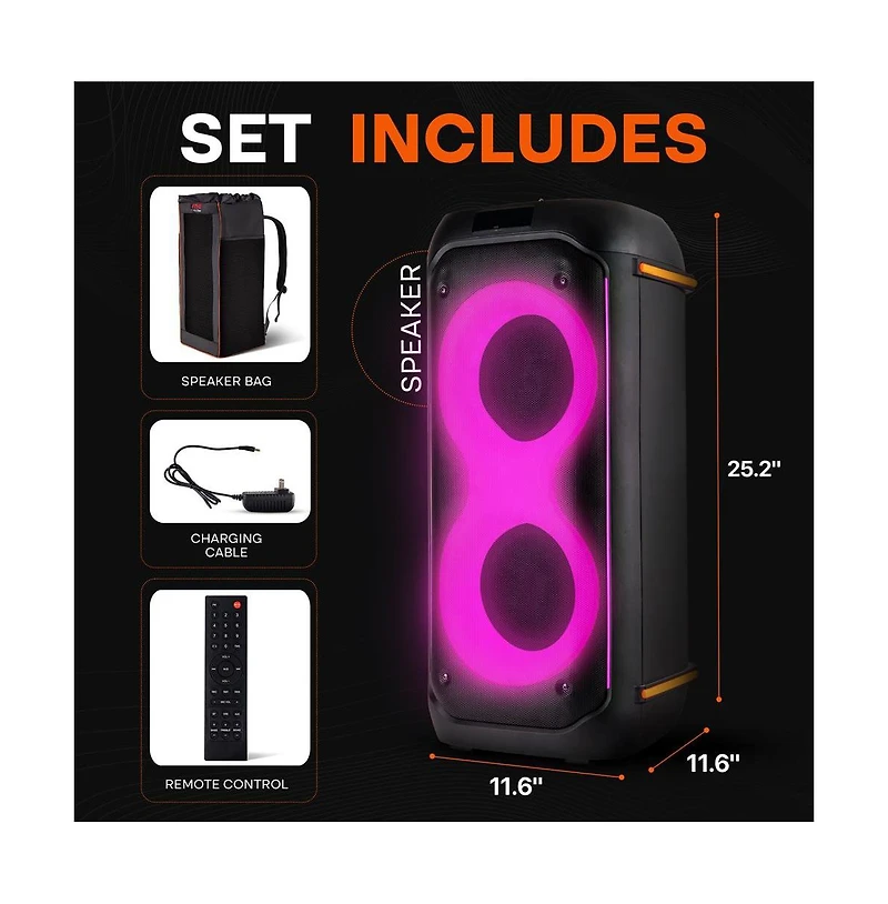 Pyle Dual 6.5” Bluetooth Pa Party Speaker System with Karaoke Function (PPHP26BLBG)
