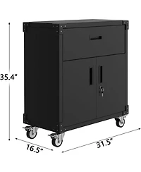 gaomon Metal Storage Cabinet, Rolling Tool Cabinet with Drawer 2 Adjustable Shelves and Locks & 4 Wheels, Heavy Duty