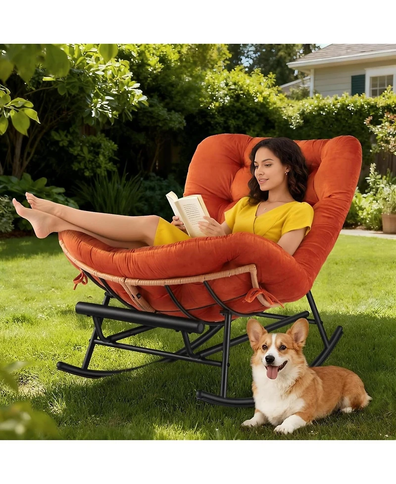 gaomon Oversized Patio Rocking Chair, 400lb Heavy Duty with Thick Cushion, Manual Recliner, Extra Wide, Outdoor/Indoor Use