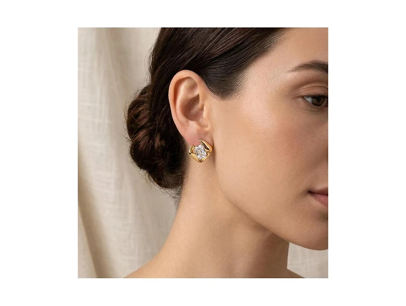 Rivka Friedman 18K Gold Plated Cubic Zirconia Sculptural Stud Earrings