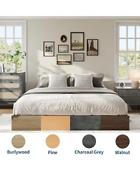 gaomon Wood Platform Bed Frame, Wooden Frame Without Headboard, Slat Support, No Box Spring Needed