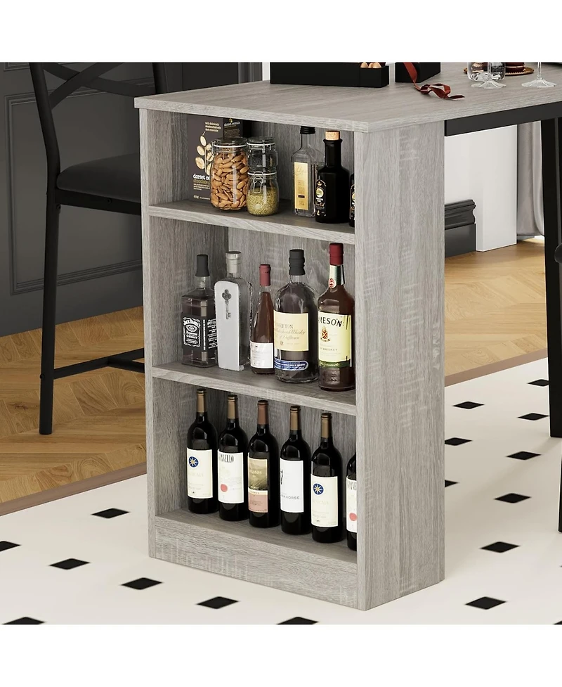 gaomon 3-Piece Counter Height Dining Set for 2, Extendable Table with Shelves & 2 Cushioned Chairs, Space-Saver for Small Areas