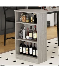 gaomon 3-Piece Counter Height Dining Set for 2, Extendable Table with Shelves & 2 Cushioned Chairs, Space-Saver for Small Areas