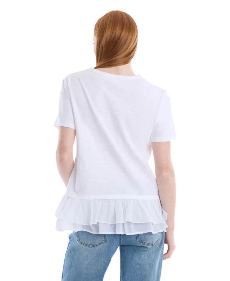 Wilt Women's Clothing Short Sleeve Mixed Media Tee