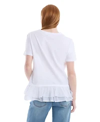 Wilt Women's Clothing Short Sleeve Mixed Media Tee