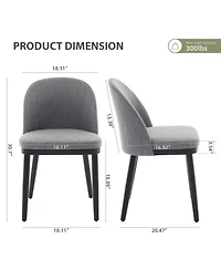 gaomon Set of 2 Modern Fabric Upholstered Dining Chairs with Curved Back and Wood Legs