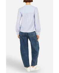 Yumi Women's Stripe Shirt With Lace Detail