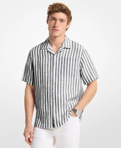 Michael Kors Men's Striped Camp-Collar Shirt