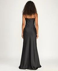 Alex & Sophia Juniors' Spaghetti Strap V-Neck Polyester Gown