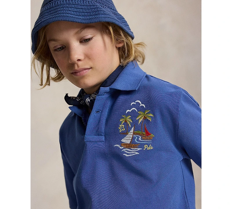 Polo Ralph Lauren Boys 8-20 Embroidered Cotton Mesh Shirt