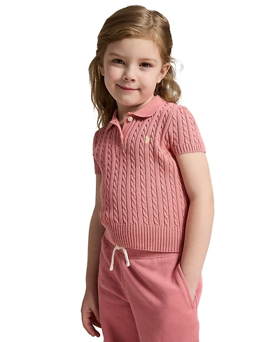 Polo Ralph Lauren Girls' 2-6X Mini-Cable Two-Button Placket Sweater