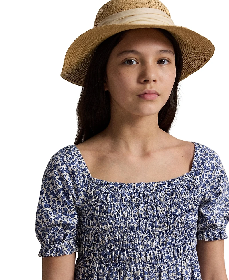 Polo Ralph Lauren Girls' 7-16 Blueberry-Print Square Neck Jersey Dress