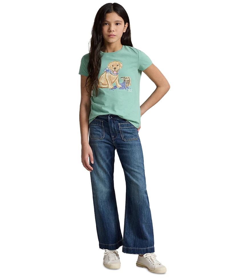 Polo Ralph Lauren Girls' 7-16 Dog-Print Crewneck Jersey T-Shirt