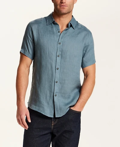 Vintage & Black Men's Short-Sleeve Linen Shirt