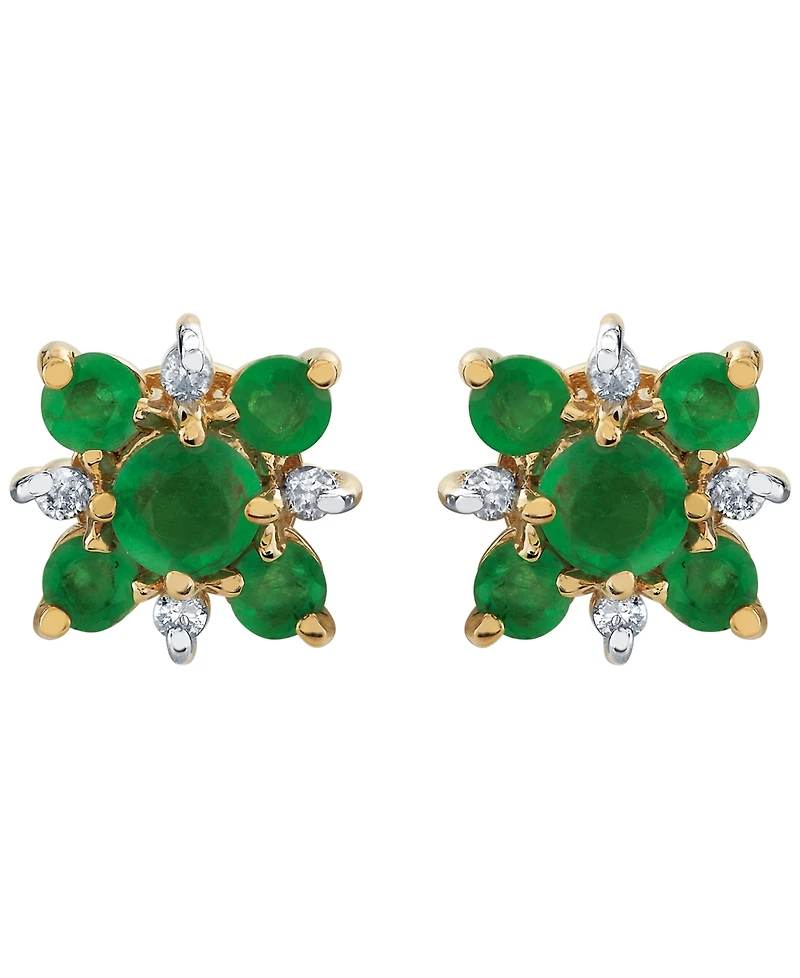 Macy's Emerald (7/12 ct. t.w.) and Diamond Accent Earrings in 10k Yellow Gold