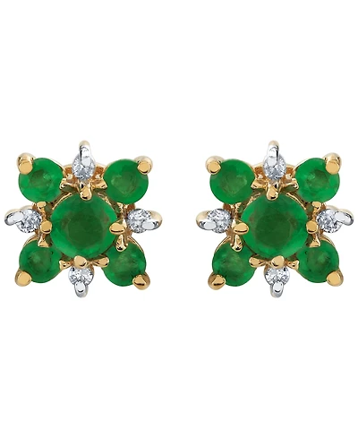 Macy's Emerald (7/12 ct. t.w.) and Diamond Accent Earrings in 10k Yellow Gold