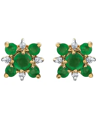 Macy's Emerald (7/12 ct. t.w.) and Diamond Accent Earrings in 10k Yellow Gold