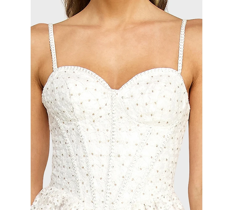 Alex & Sophia Women's Sweetheart Neck Embroidered Mini Dress