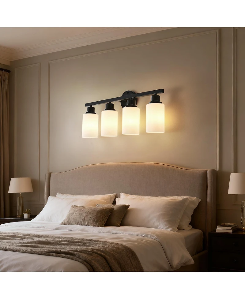 Busdays 4-Light Matte Wall Lamps with Glass Shades (No Bulbs) Sconce Lighting for Bedroom Living Room