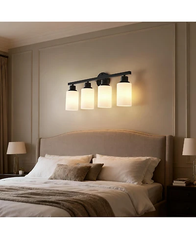 Busdays 4-Light Matte Wall Lamps with Glass Shades (No Bulbs) Sconce Lighting for Bedroom Living Room