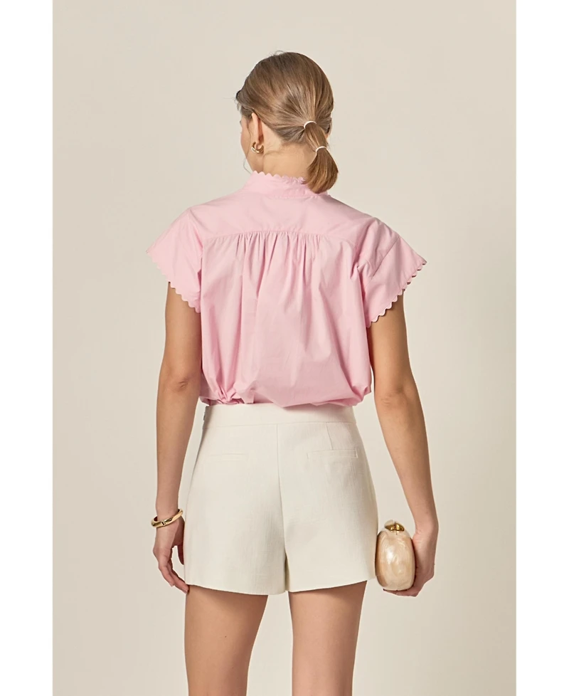 English Factory Women's Ric Rac Detailed Short Sleeve Shirt