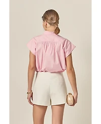 English Factory Women's Ric Rac Detailed Short Sleeve Shirt