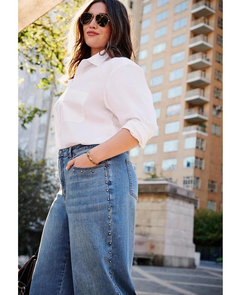 Avenue Women's Studded Wide Leg Jean