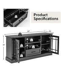 Sugift Tv Stand for TVs up to 70 in with Glass Doors and Storage