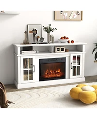 Sugift Fireplace Tv Stand for TVs up to 65 in with Cabinets and Remote