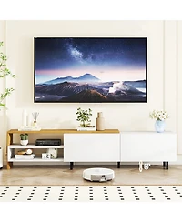 Sugift Modern Tv Stand for TVs up to 80 in with Cabinets and Shelves