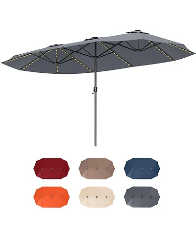 Sugift 15.5 ft Extra Large Patio Umbrella with Solar Led Lights
