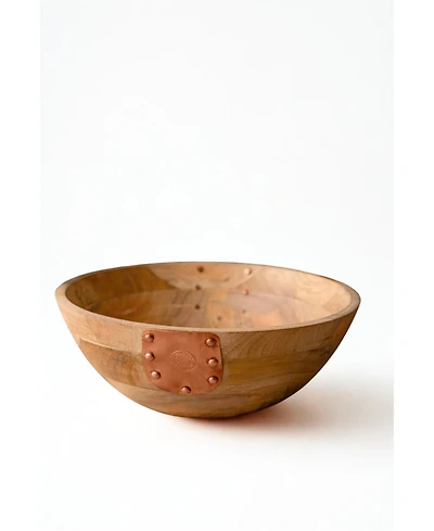 Coppermill Kitchen, Vintage Inspired Wooden Serving Bowl with Handmade Copper Details
