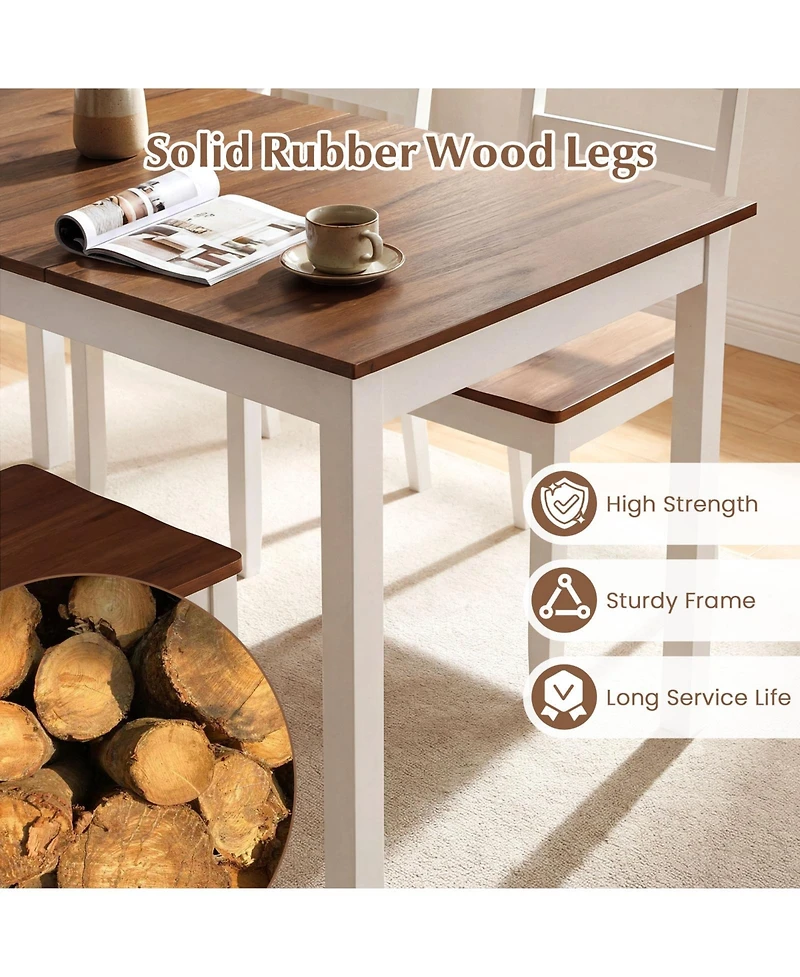 Sugift 60 in Rectangular Dining Table with Solid Wood Legs