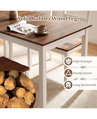 Sugift 60 in Rectangular Dining Table with Solid Wood Legs