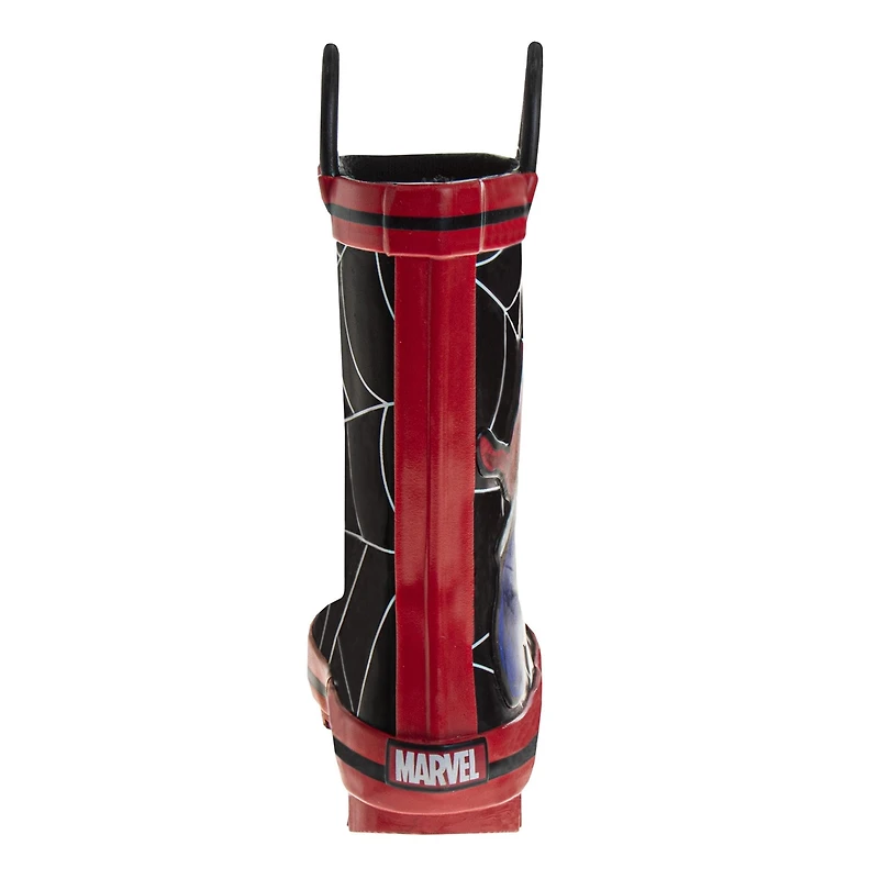 Spider-Man Big Boys Marvel Spiderman Loops Rainboots Easy PullOn Waterproof Puddle Jumper Fun Superhero Design