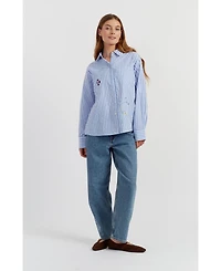 Chinti & Parker Women's Cotton Stripe Floral Shirt