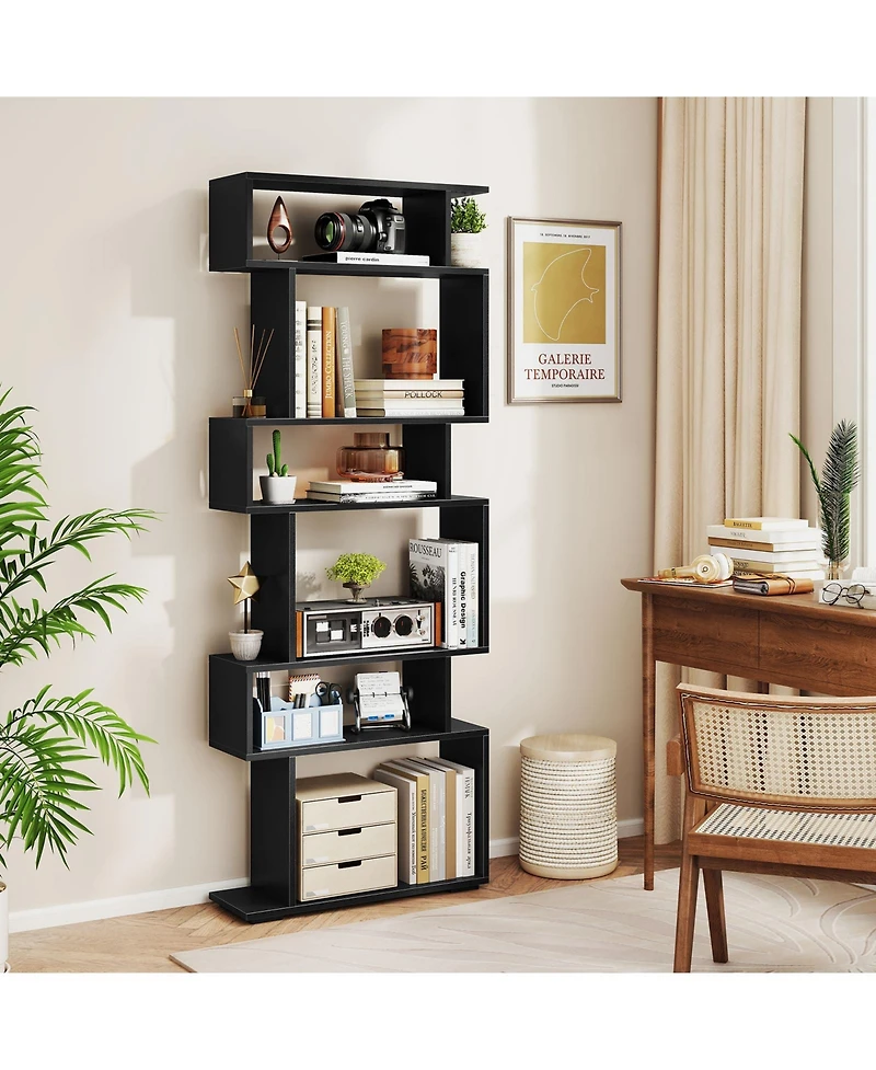 Slickblue Tall 6-Shelf Bookshelf with Anti-Tipping Hardware