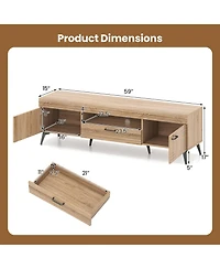 Sugift Tv Stand with Two Cabinets and Drawer for 65 in TVs