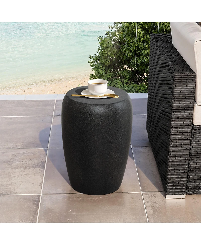 LuxenHome with Accents Round Side Table, 19.5" Tall Indoor/Outdoor Accent Table