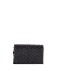 Pre-Owned Saint Laurent Small Classic Monogram Wallet on Chain Matelasse Chevron Leather