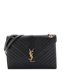 Pre-Owned Saint Laurent Large Classic Monogram Envelope Satchel Matelasse Chevron Leather